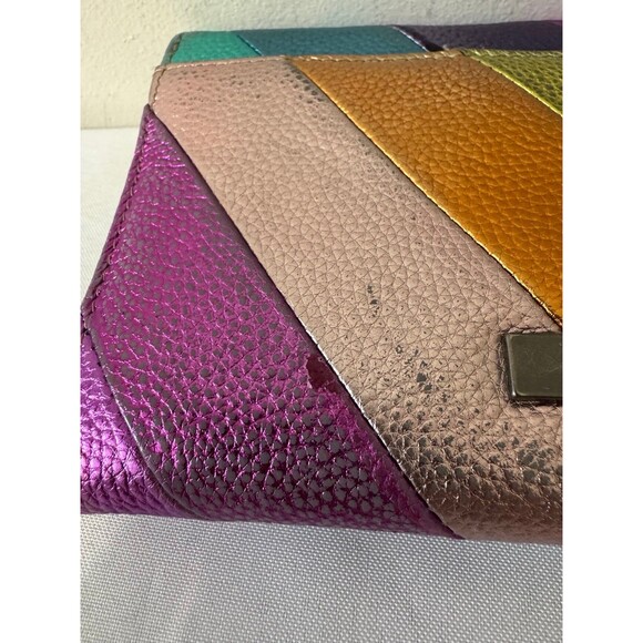 KURT GEIGER LONDON KENSINGTON WALLET ON CHAIN metallic leather preloved - Picture 3 of 12